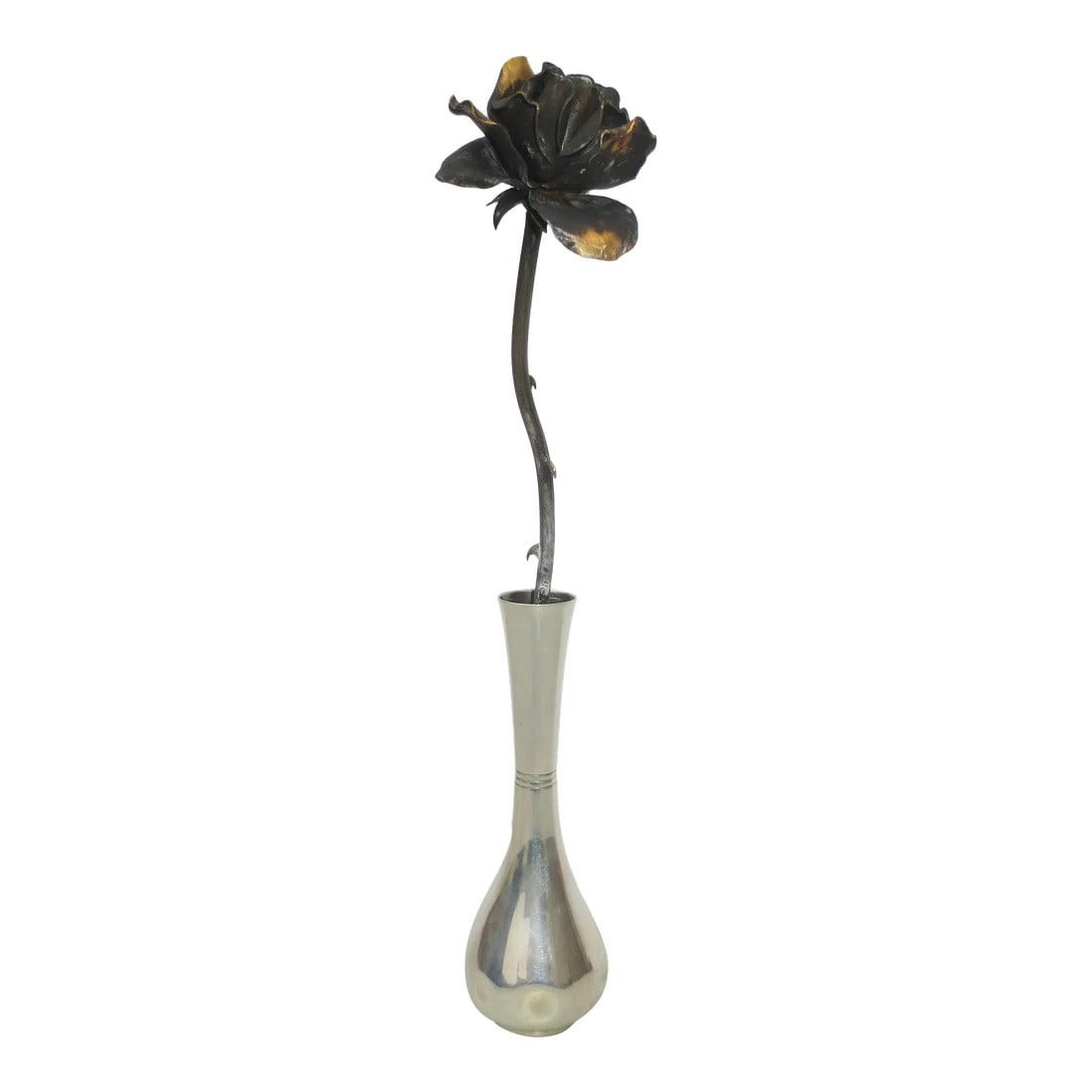 Tiffany & Co. Sterling Silver Bud Vase W Sterling Rose Circa 60's (1 of 6)