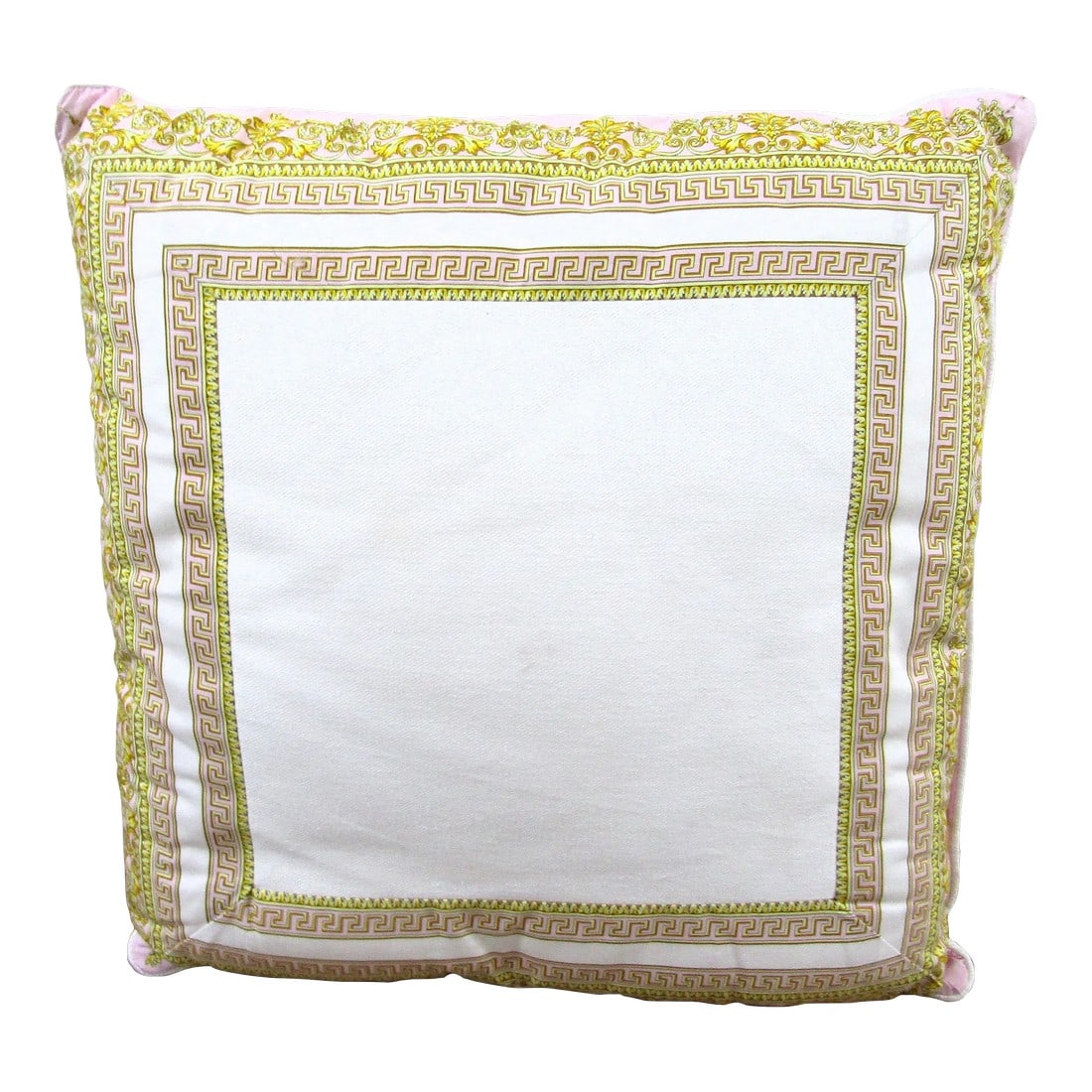 Gianni Versace Home Collection Medusa Pink White Square Throw Pillow: Gianni Versace Home Collection Medusa Pink White 16" Square Throw Pillow This item comes from a South Florida high-end Italian designer's showroom. Measures 16" long, 16" wide and 5" thick. Weighs