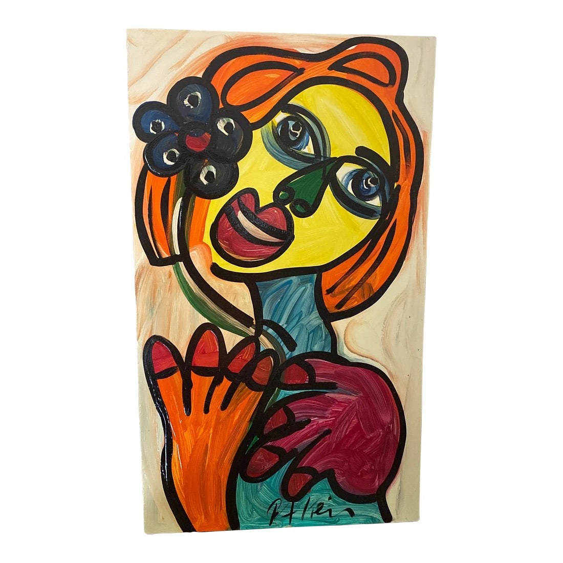 Vintage Abstract Portraiture; Original Artwork by Peter Robert Keil: Peter Keil is a German artist that focuses primarily on abstract expressionism. Keil painted with some of the greats including Joan MirÃ³, Pablo Picasso and Andy Warhol, to name a few. This 