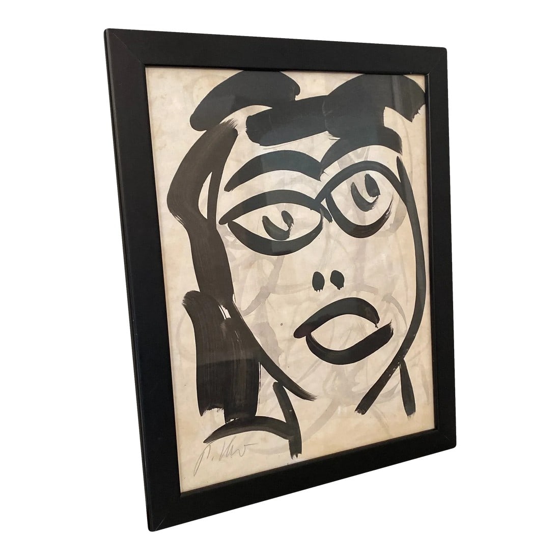 1970s Peter Keil Contemporary Original Black & White Abstract Portrait Painting, Framed: Fantastic original painting by Listed world renowned artist Peter Robert Keil (born 1942 Germany) Peter has self proclaimed to be the last of the living legend artists working in his career with great