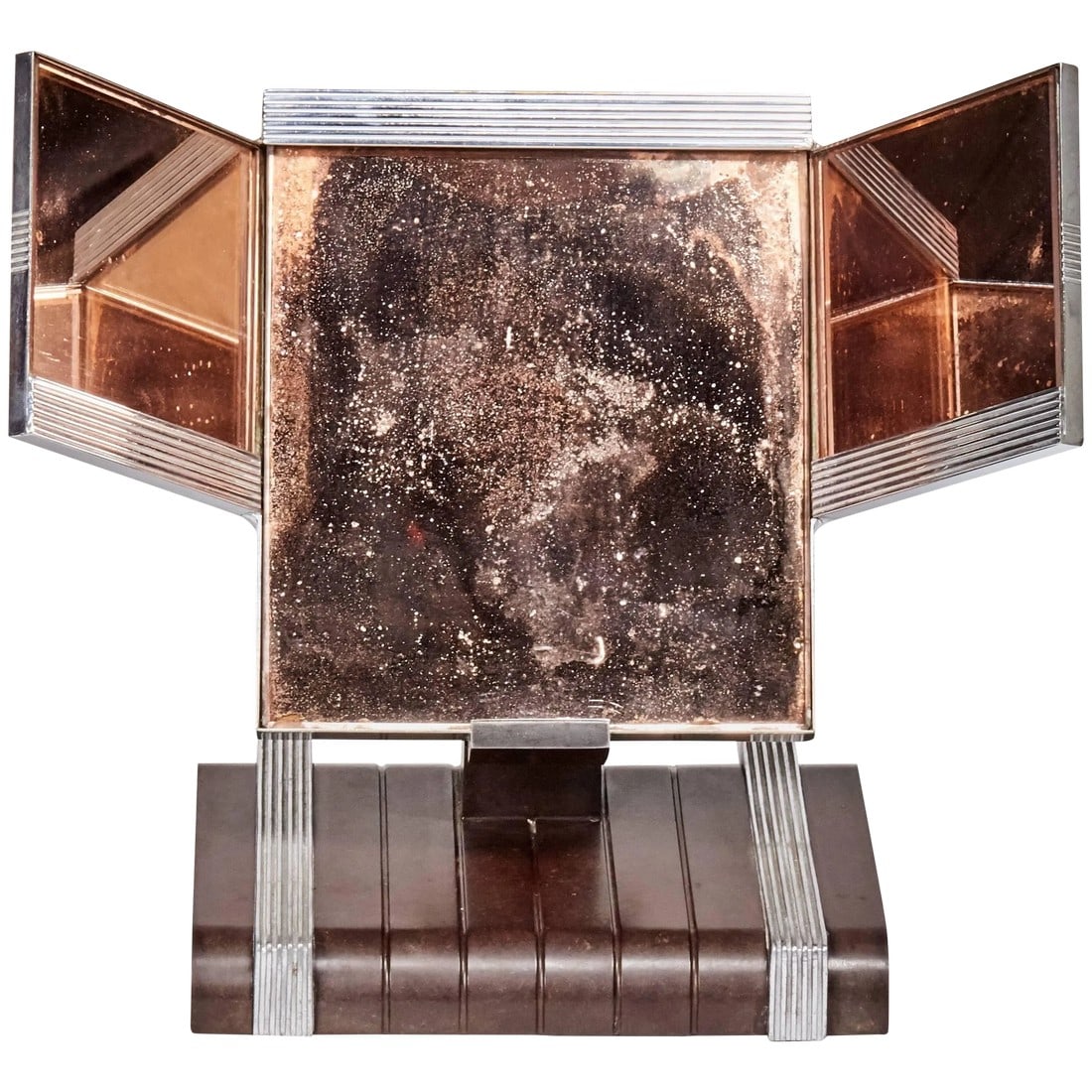 Art Deco Amber Glass and Chrome Shaving Mirror (1 of 7)