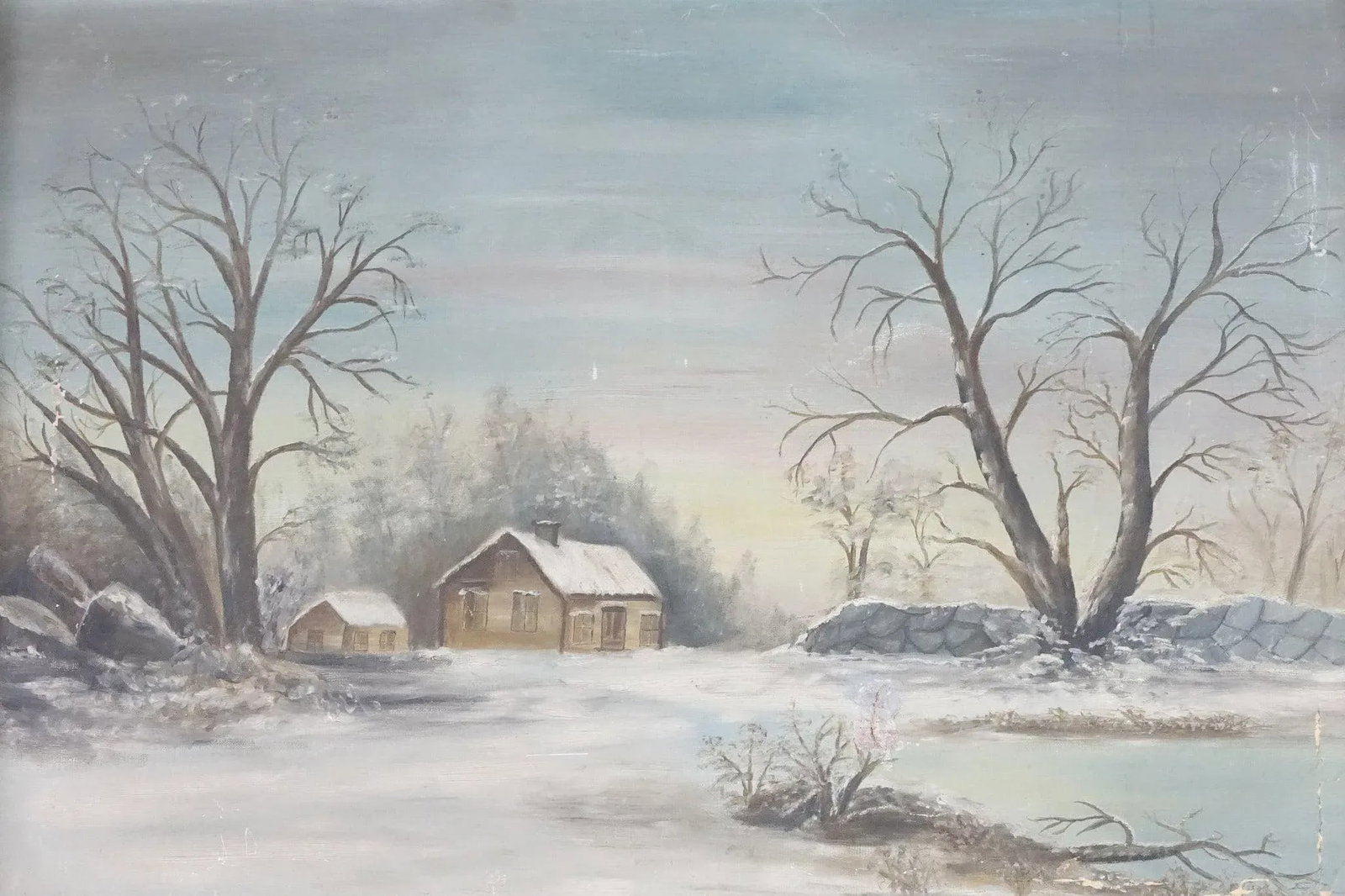 Landscape 19th Century Original Oil Painting on Canvas, Framed - 2