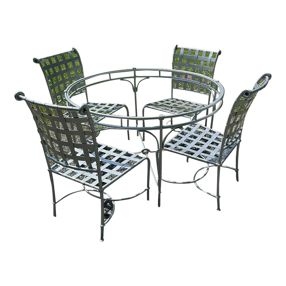 1980s Silver Powder Coated Patio Dining Table & 4 Chairs (1 of 12)