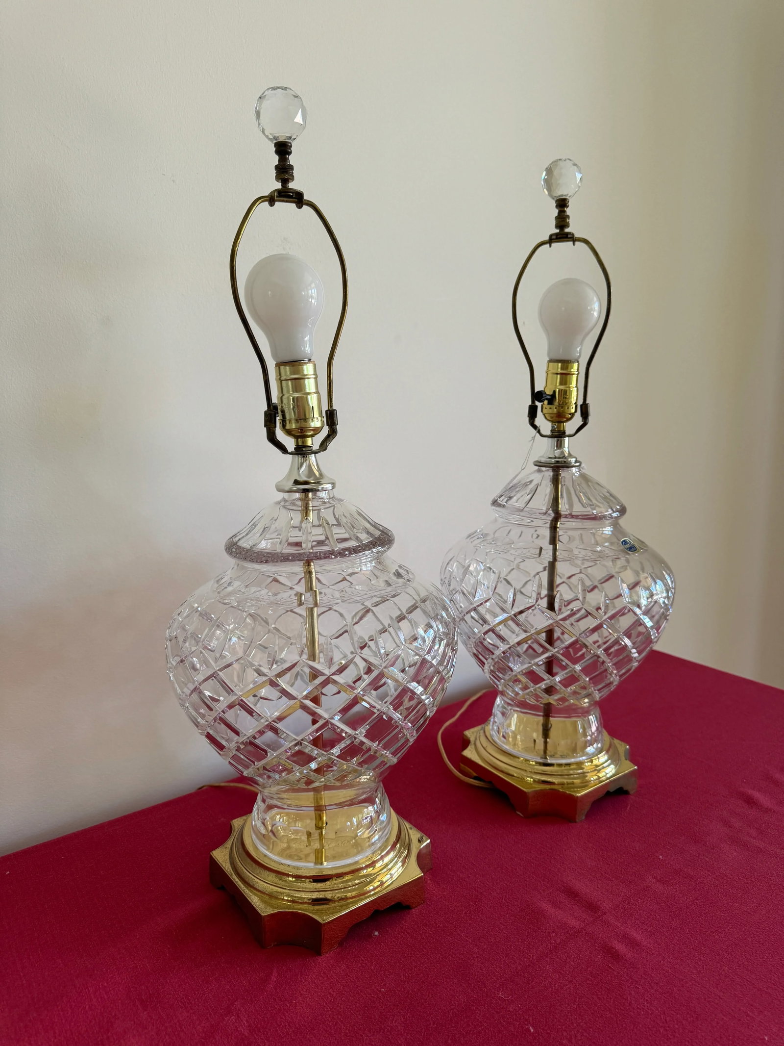 1990s Vintage Bohemia Crystal Table Lamps - Set of Two - 3