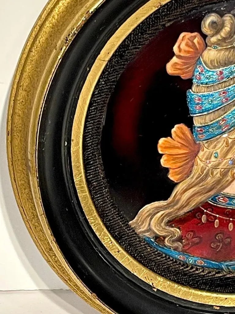 Early 20th Century Limoges Enamel Portrait of a Floral Kokoshnik Beauty - 6