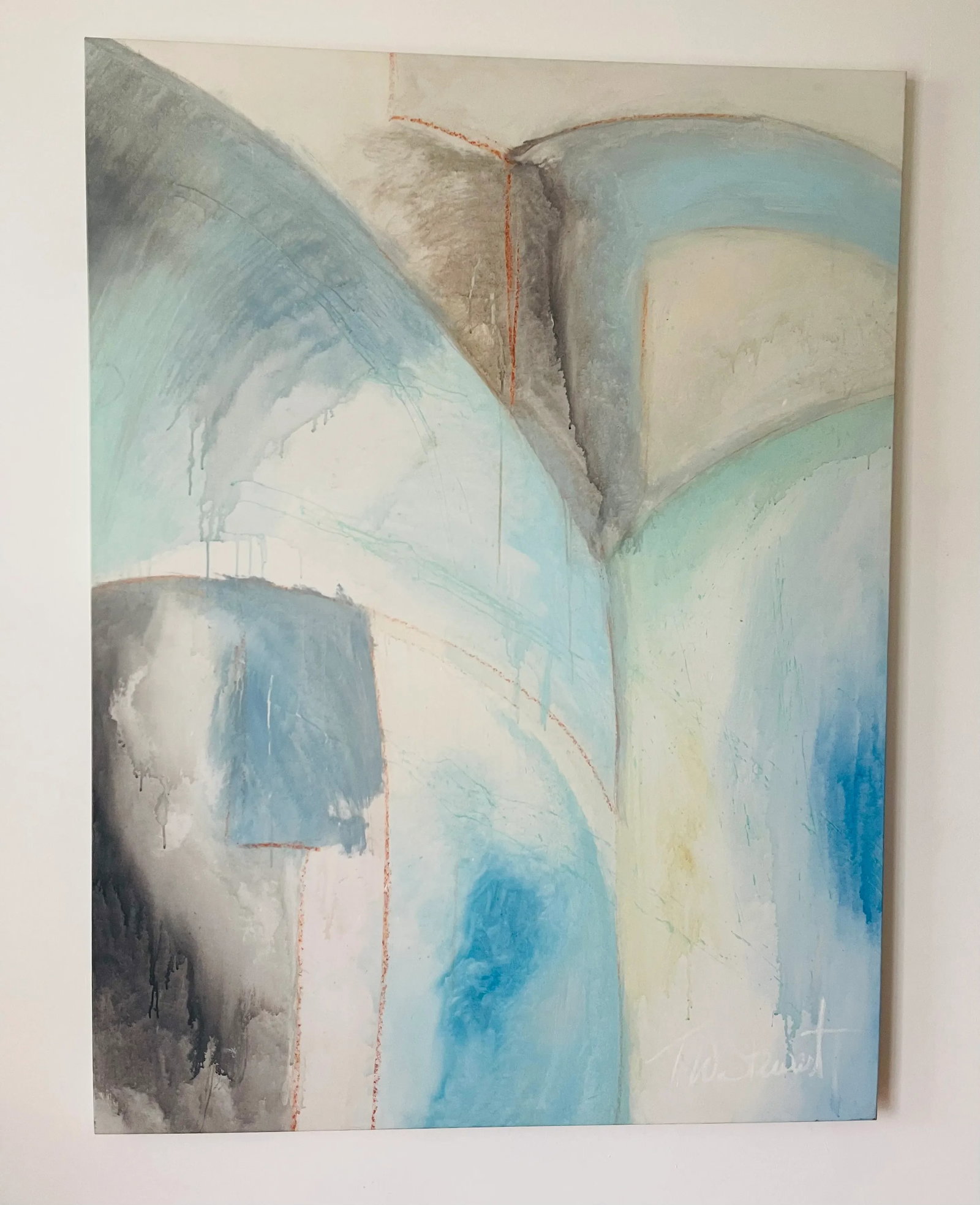 Large Impressive Modern Abstract Art Painting Tw Stewart - 2