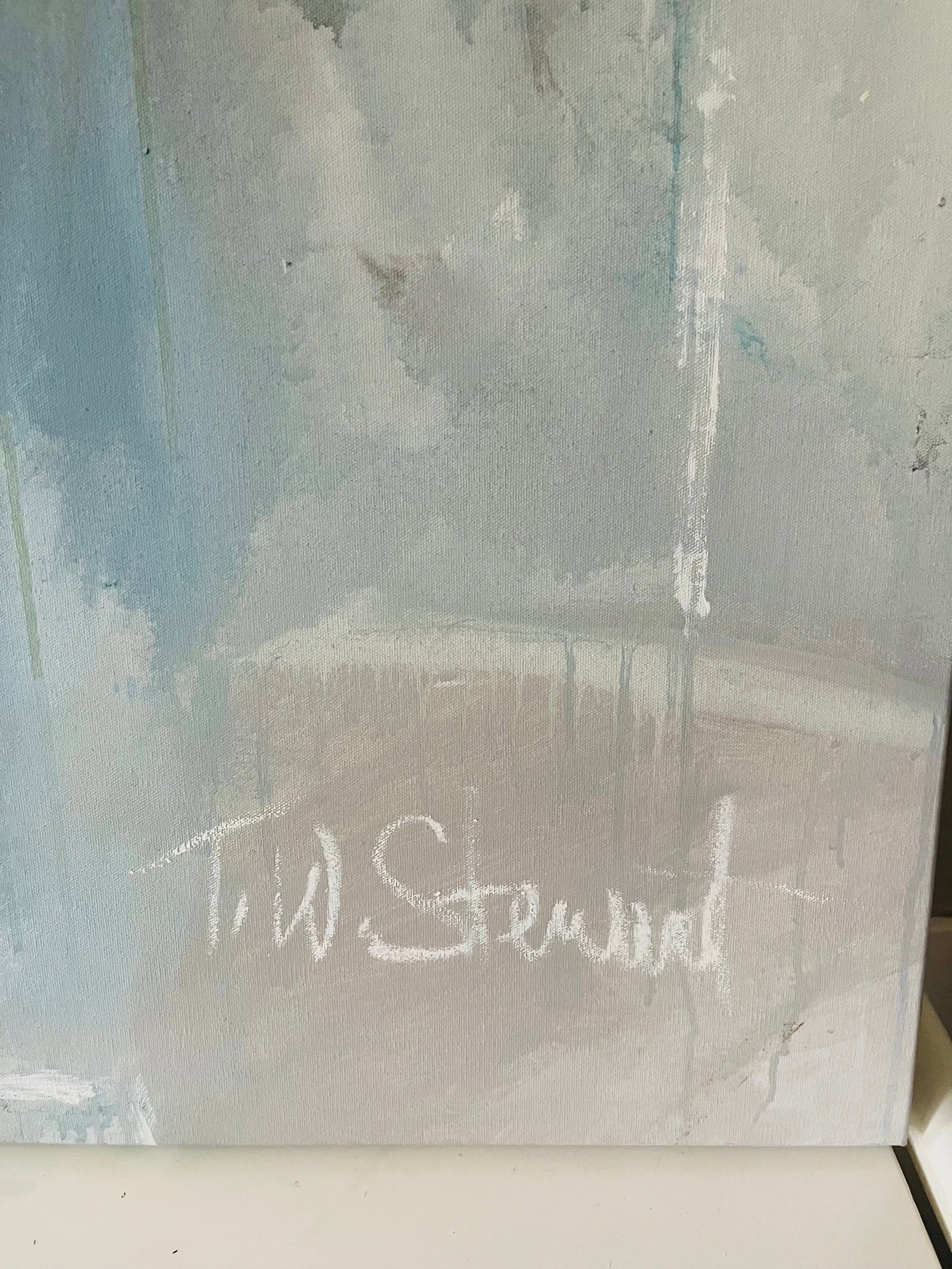 1970s Large Abstract Modern T.W.Stewart Oil on Canvas Painting - 2