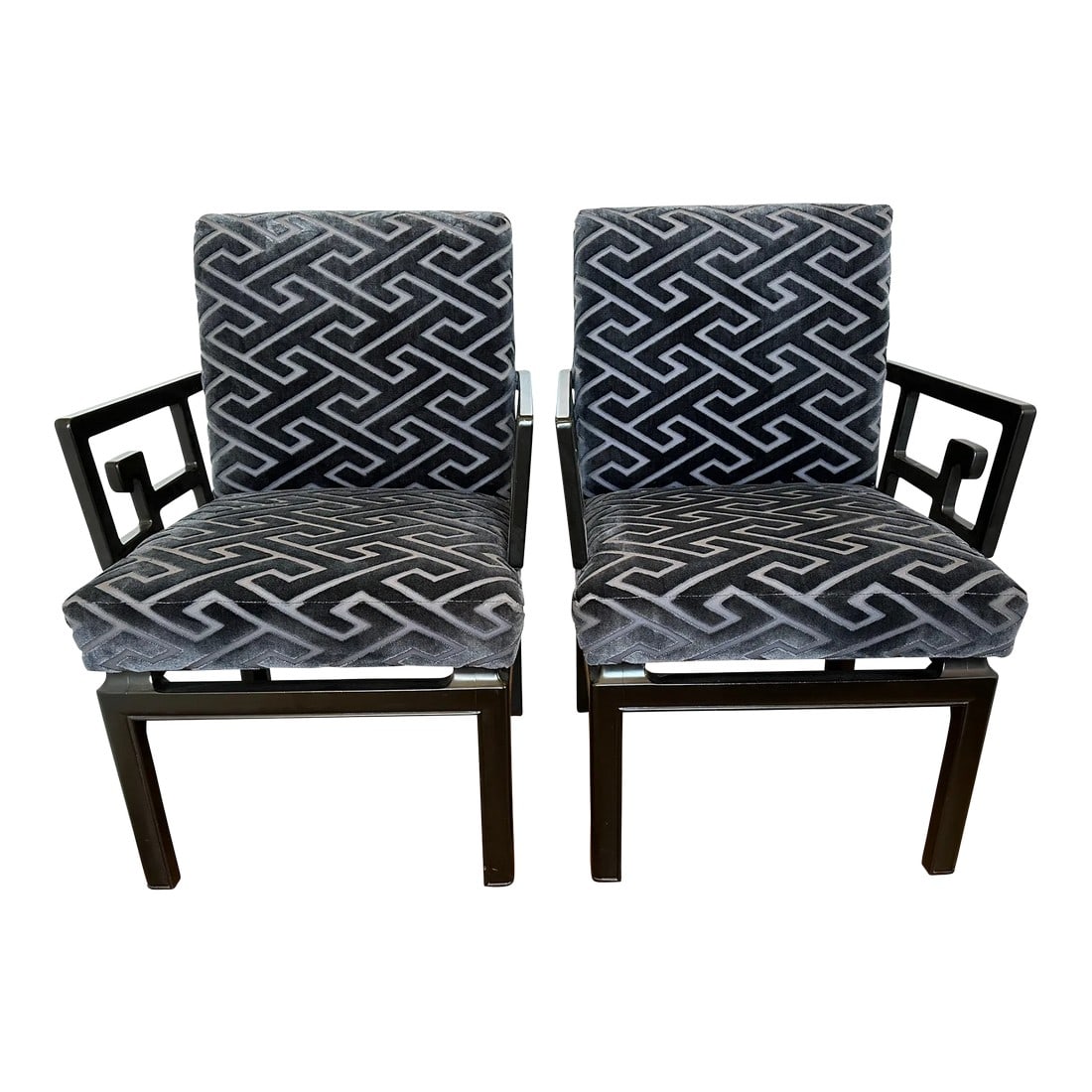 Mid Century Modern Michael Taylor for Baker Chevron Arm Chairs -A Pair (1 of 8)