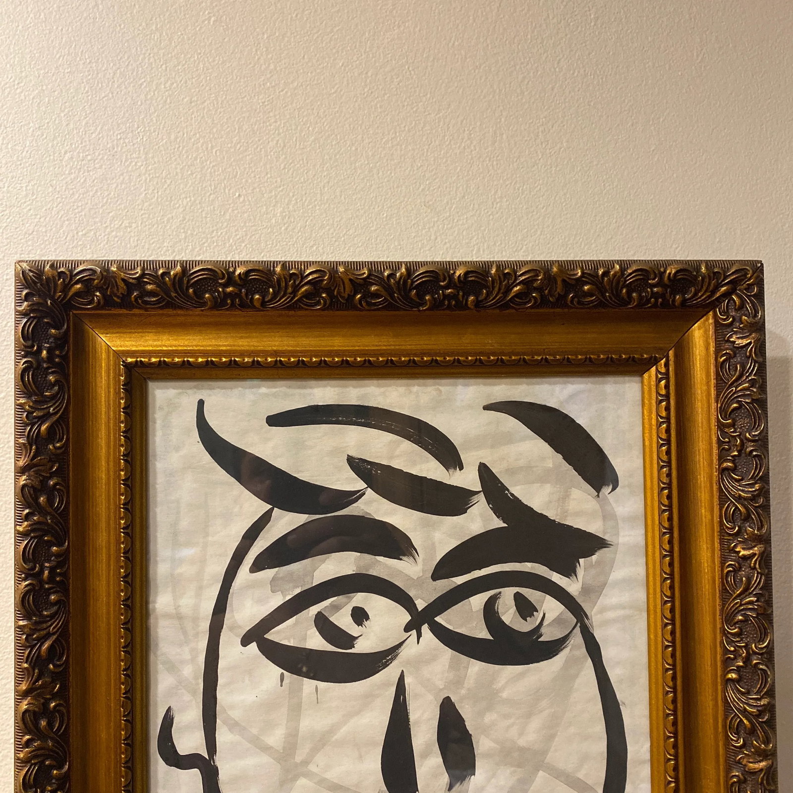 1970s Peter Keil Original Black & White Abstract Portrait Painting, Framed - 10