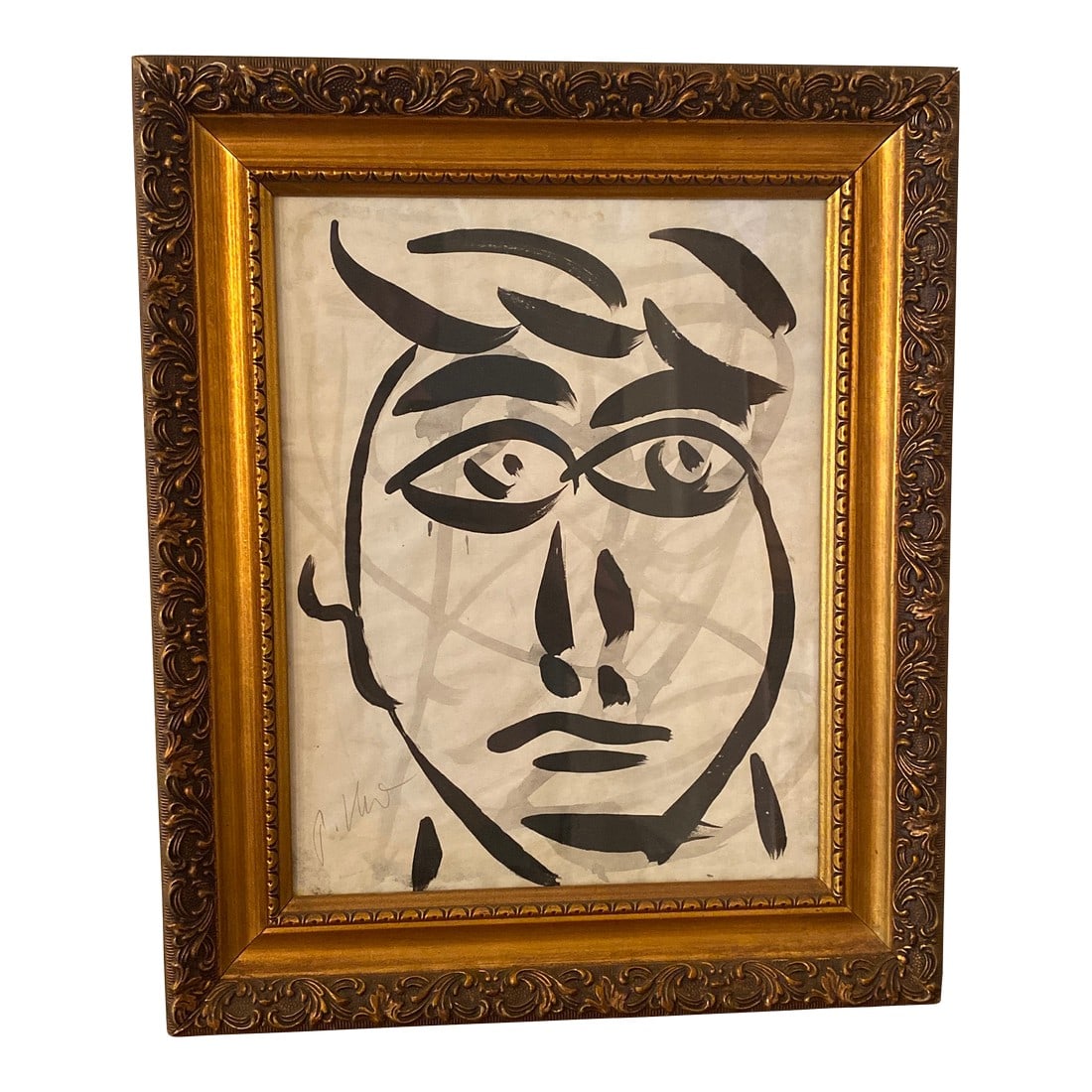 1970s Peter Keil Original Black & White Abstract Portrait Painting, Framed: Fantastic original painting by Listed world renowned artist Peter Robert Keil (born 1942 Germany) Peter has self proclaimed to be the last of the living legend artists working in his career with great