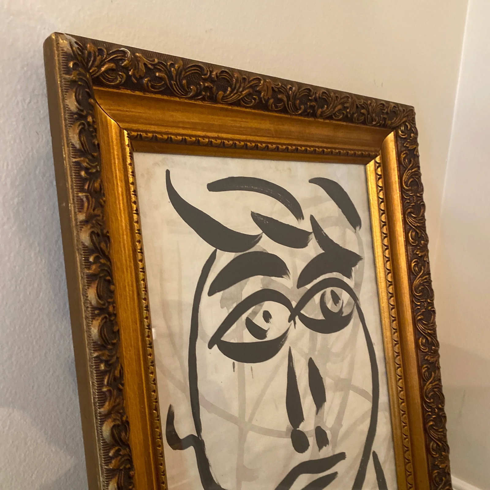 1970s Peter Keil Original Black & White Abstract Portrait Painting, Framed - 4