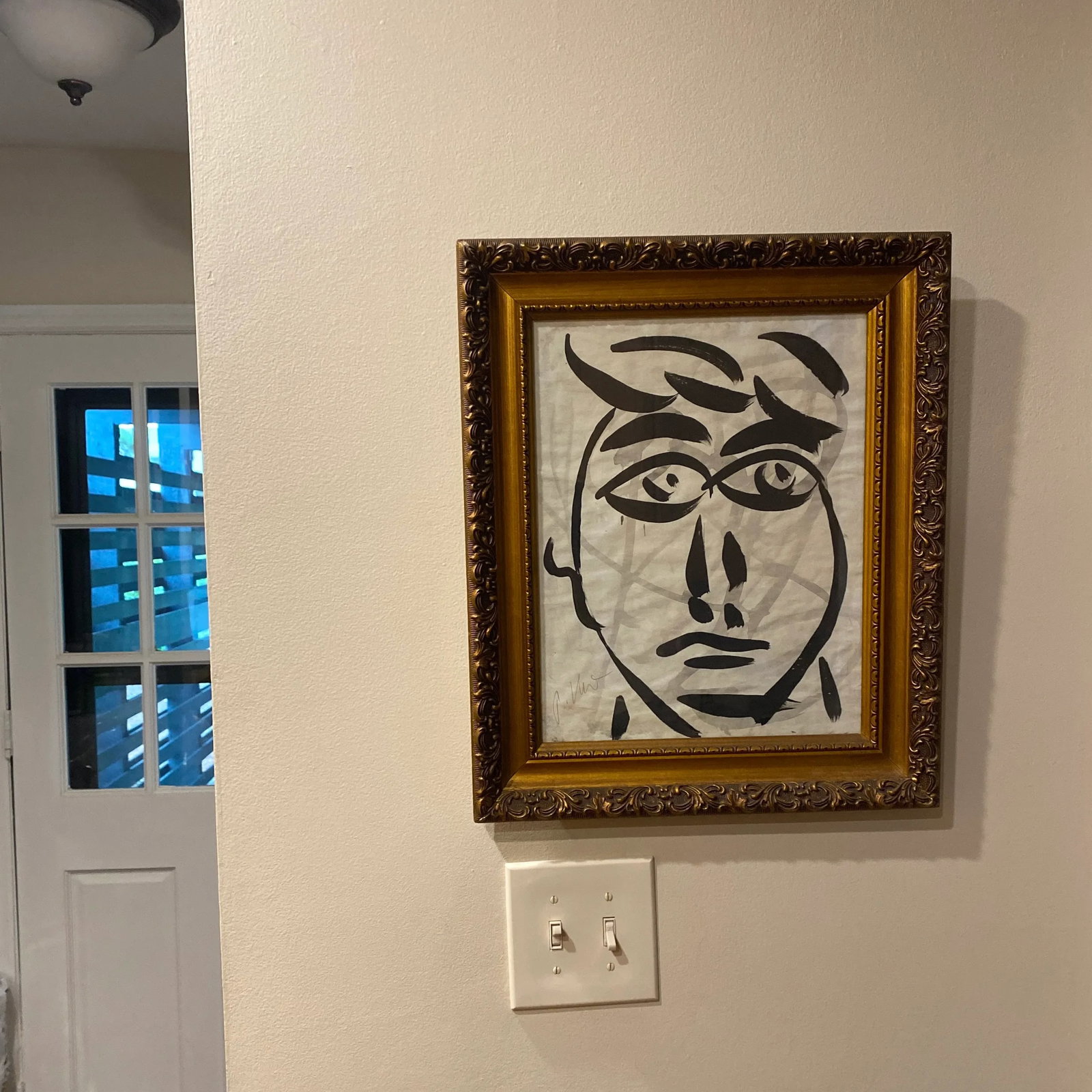 1970s Peter Keil Original Black & White Abstract Portrait Painting, Framed - 6