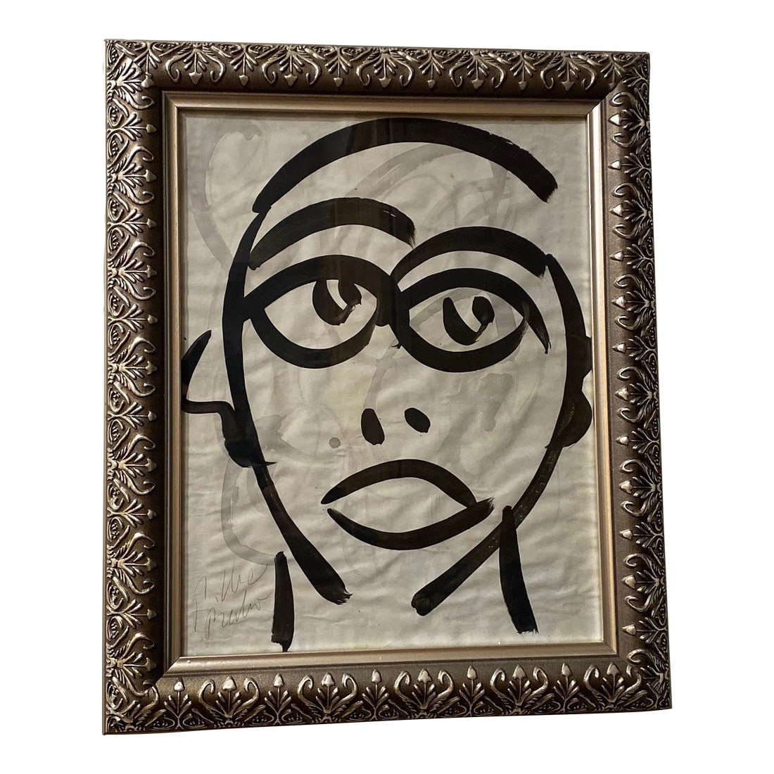 1970s Peter Keil Original Black & White Abstract Portrait Painting, Framed: Fantastic original painting by Listed world renowned artist Peter Robert Keil (born 1942 Germany) Peter has self proclaimed to be the last of the living legend artists working in his career with great