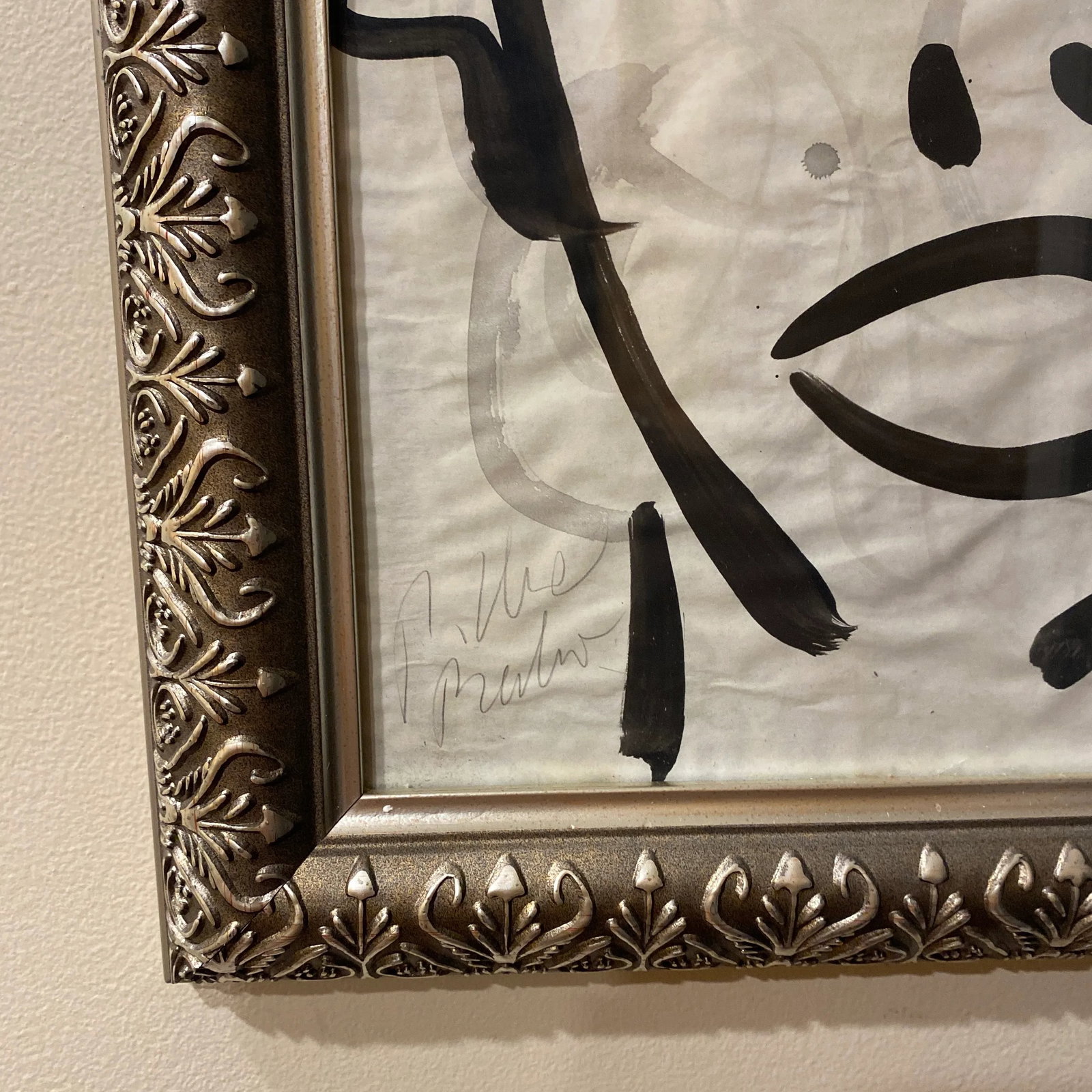 1970s Peter Keil Original Black & White Abstract Portrait Painting, Framed - 3
