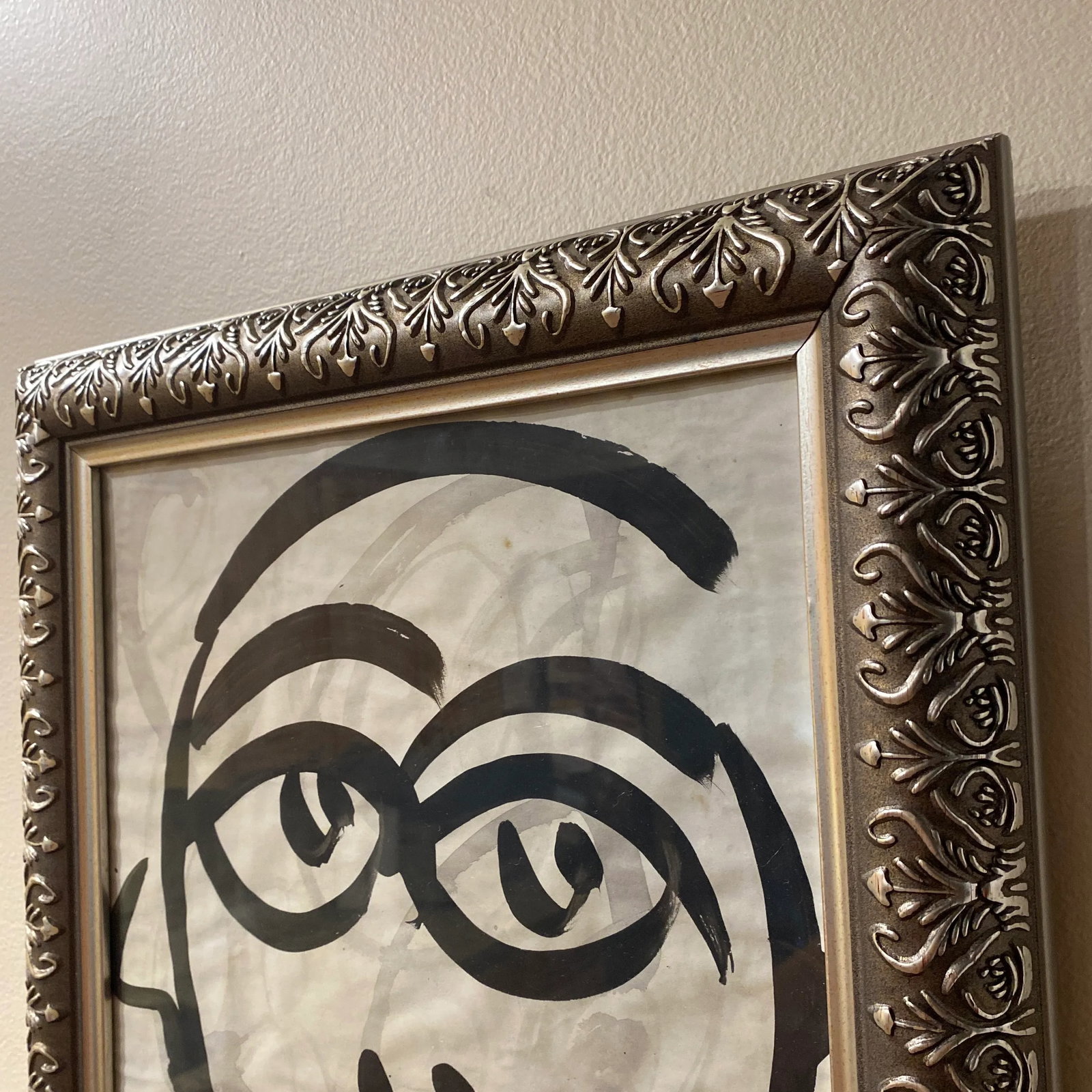 1970s Peter Keil Original Black & White Abstract Portrait Painting, Framed - 6