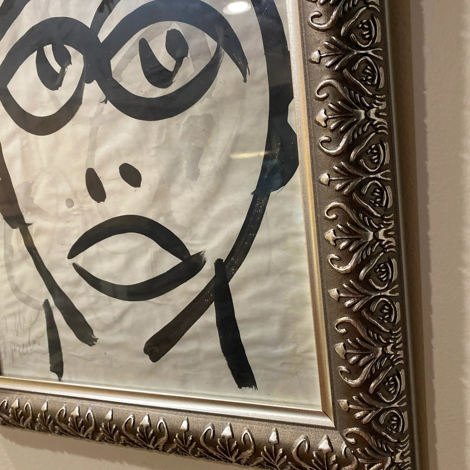 1970s Peter Keil Original Black & White Abstract Portrait Painting, Framed - 7