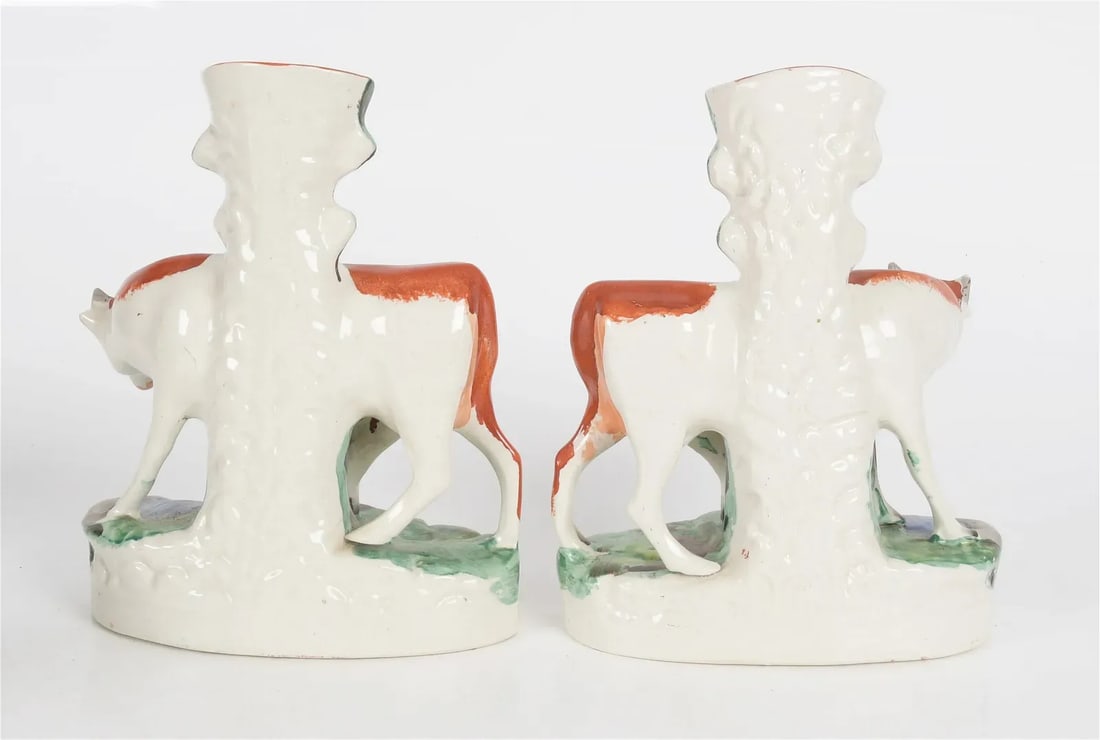 Staffordshire Pottery Cow Figure Spill Vases - 5