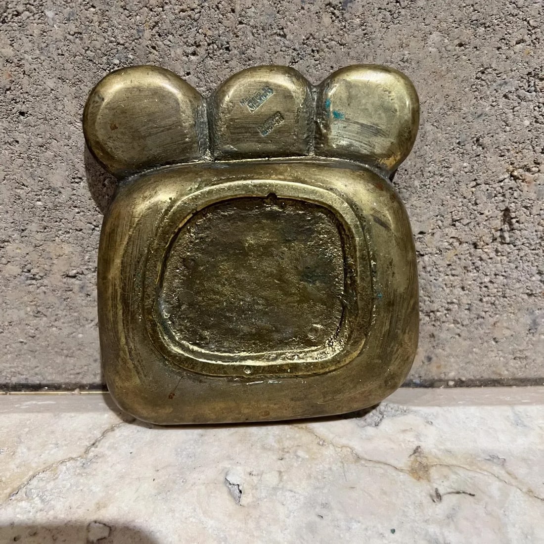 1950s MCM Pepe Mendoza Ashtray Brass Malachite Mexico - 3