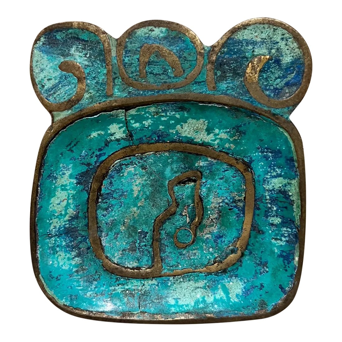 1950s Pepe Mendoza Ashtray Malachite & Brass Mexico: AMBIANIC presents 1950s Pepe Mendoza Ashtray Mid Century Modern Mexico Stamp by maker present .75 thick x 4.38 w x 5 d Preowned Vintage Review images listed. Condition: Alterations: Original