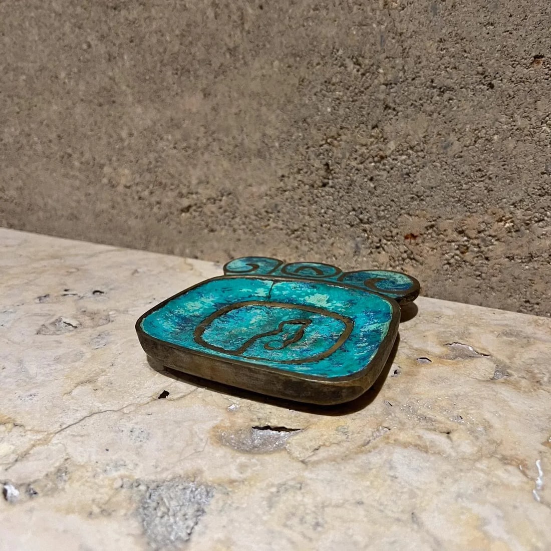 1950s Pepe Mendoza Ashtray Malachite & Brass Mexico - 3