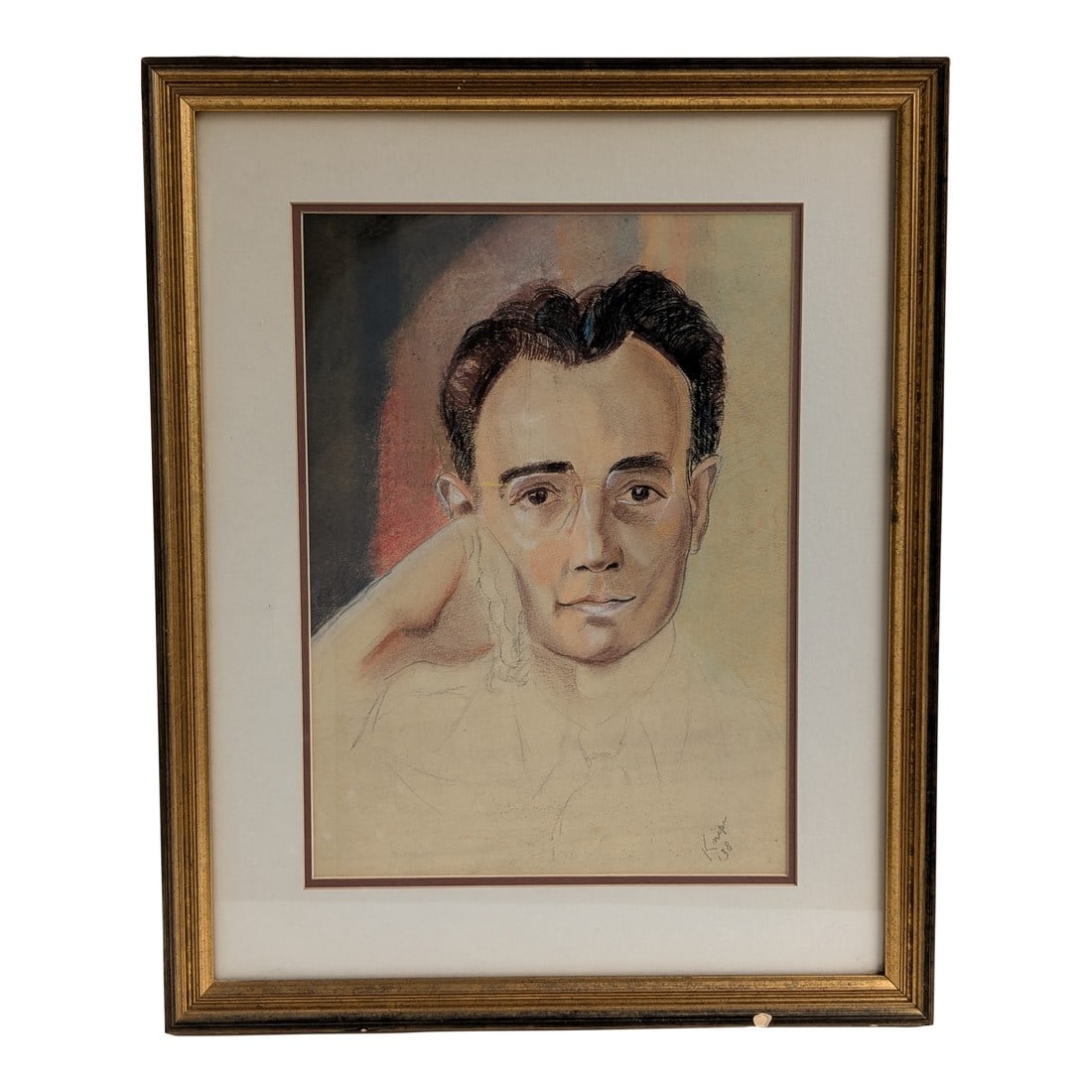 Artist Signed 1938 Framed Pencil Drawing/Portrait of Man (1 of 7)