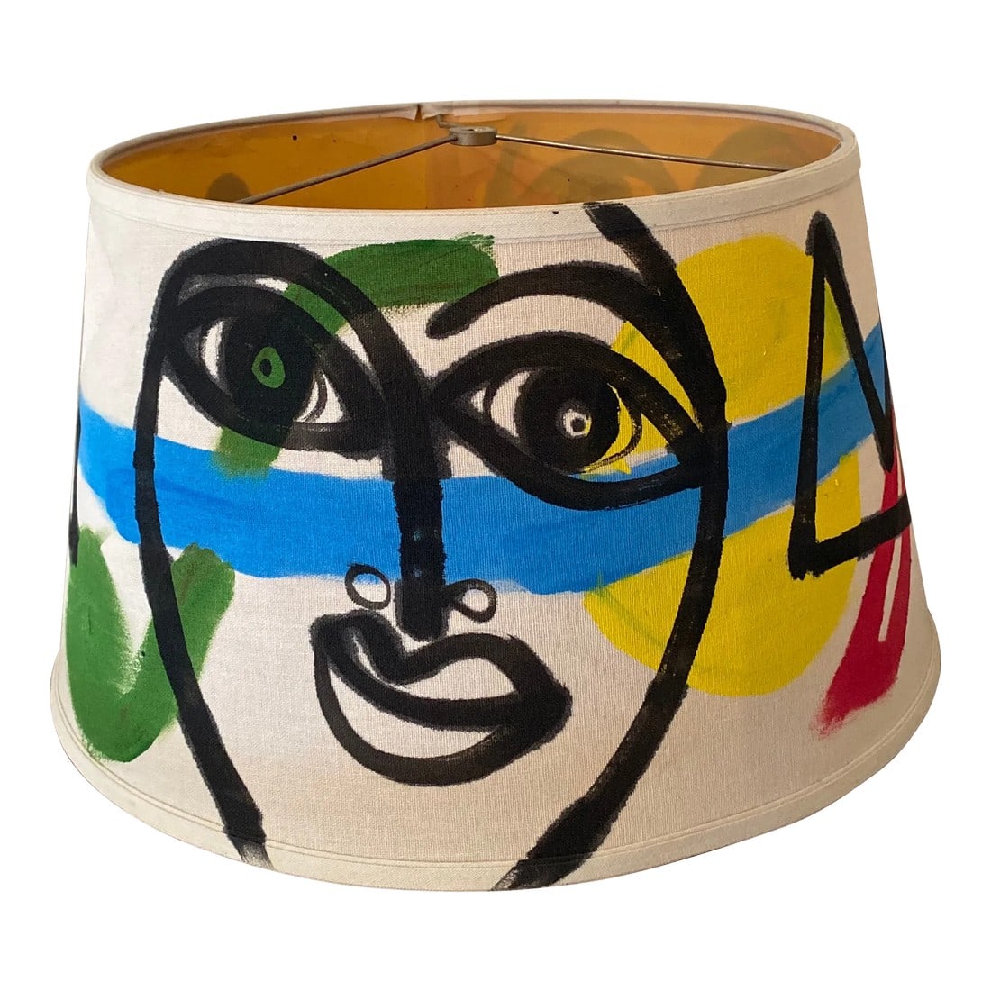 1970s Peter Keil Original Painted Lampshade Sculpture: Vintage peter keil painted lampshade featuring multiple heads with an array of colors. A superb original Peter Robert Keil three dimensional work of art that could fit in your home or office. Conditio