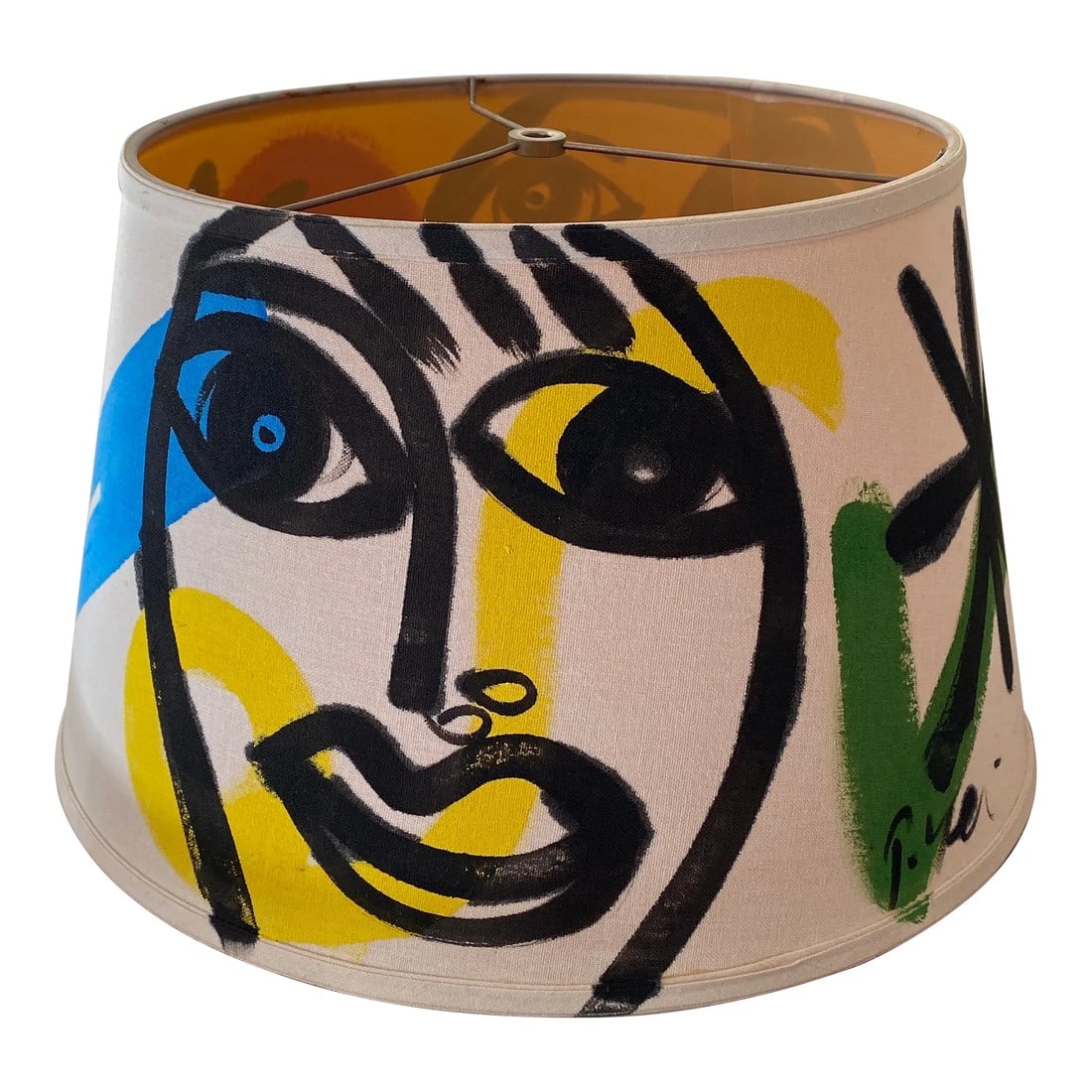 Peter Keil Original Painted Lampshade Sculpture #2: Vintage peter keil painted lampshade featuring multiple heads with an array of colors. A superb original Peter Robert Keil three dimensional work of art that could fit in your home or office. Conditio