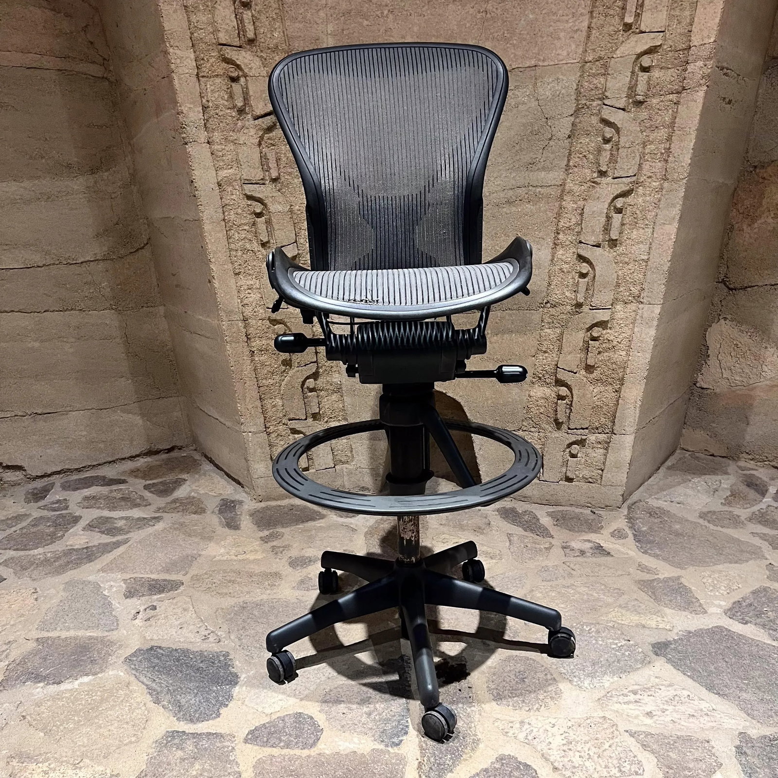 Classic Herman Miller Aeron Mesh Tall Stool Adjustable Office Chair - 5