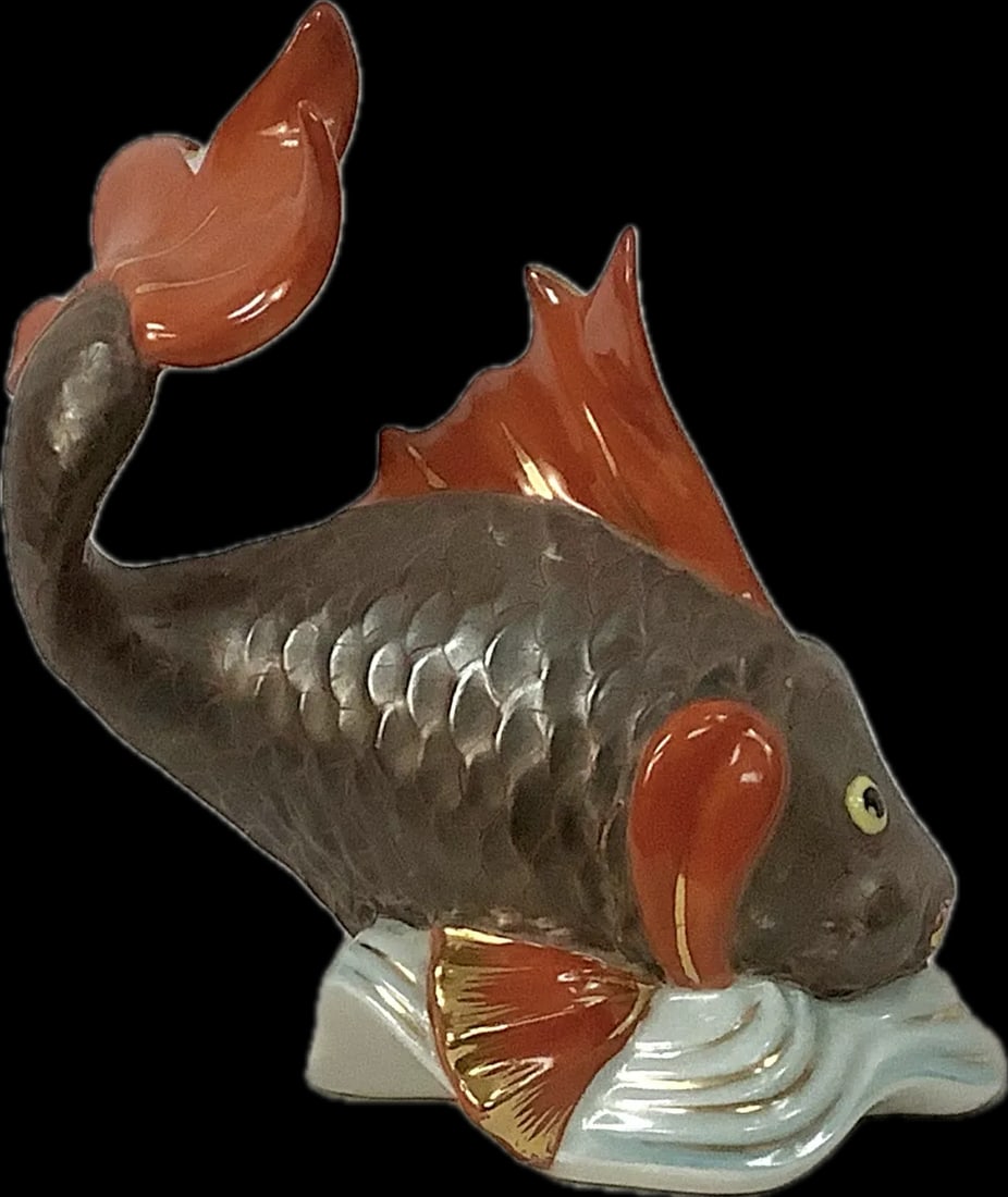 Vintage Hand-Painted Porcelain Herend Koi Fish - 2
