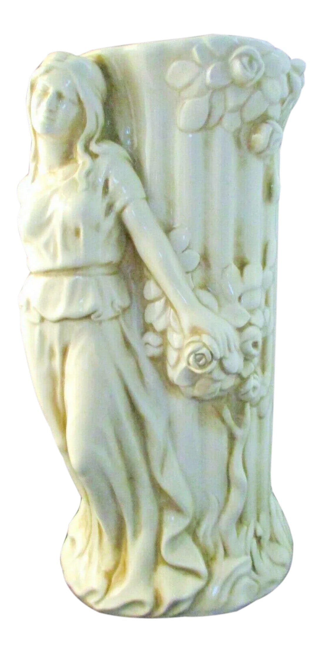 1980s Italian Carrera Porcelain Figural Vase Eve and Apple Tree (1 of 10)