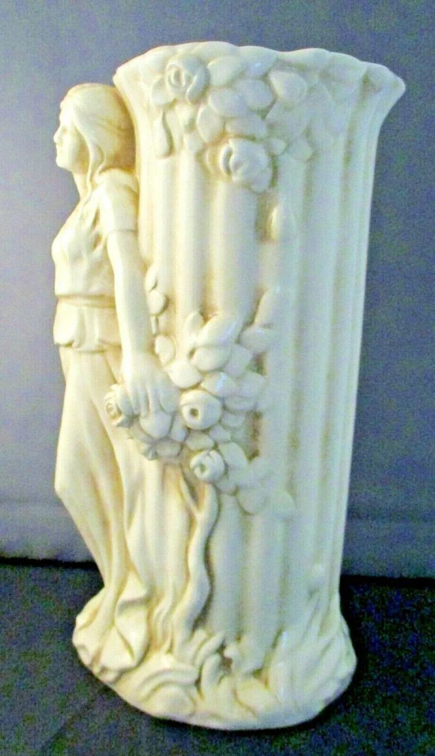 1980s Italian Carrera Porcelain Figural Vase Eve and Apple Tree - 3
