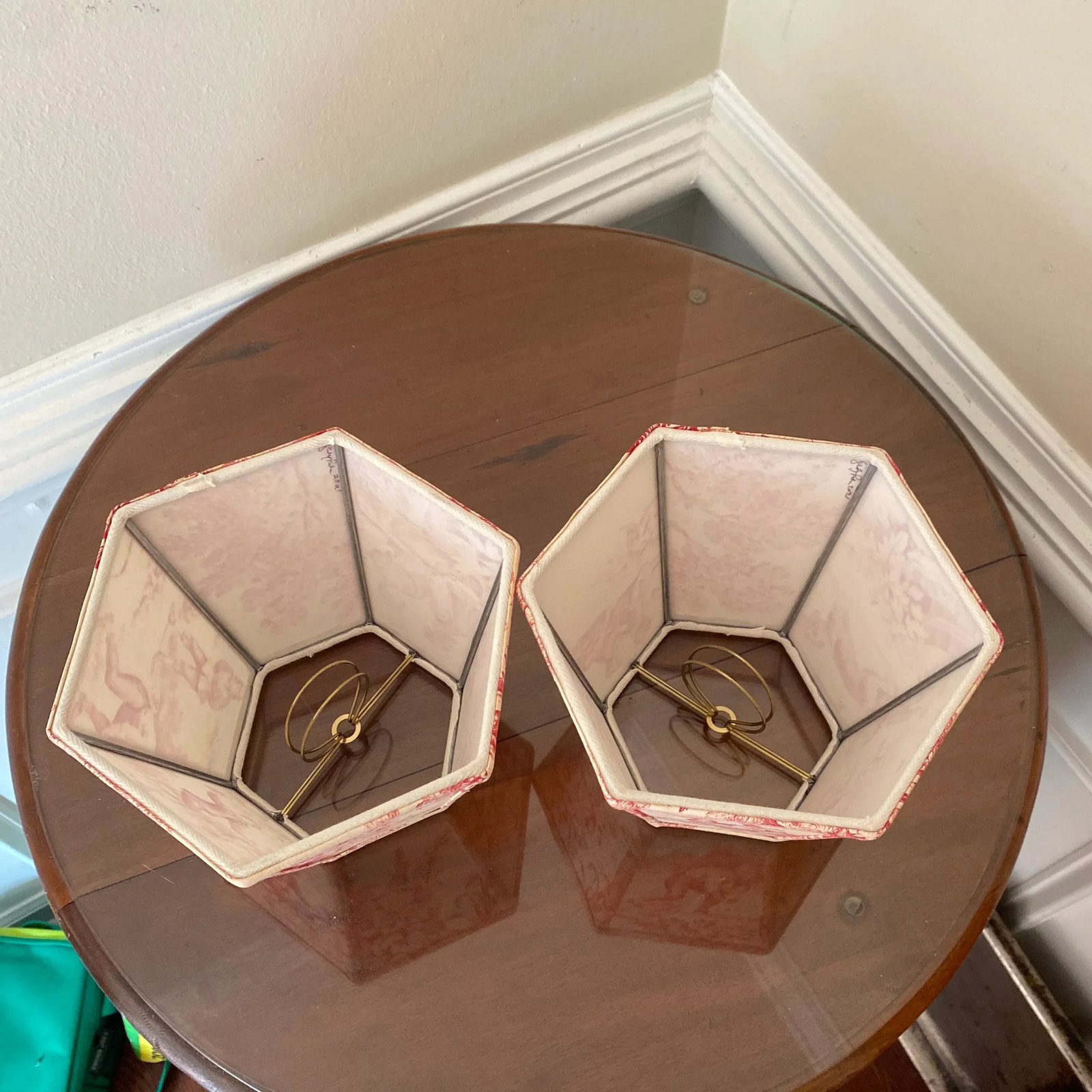 Late 20th Century French Toile Sconces Lamp Shades ~ a Pair - 6