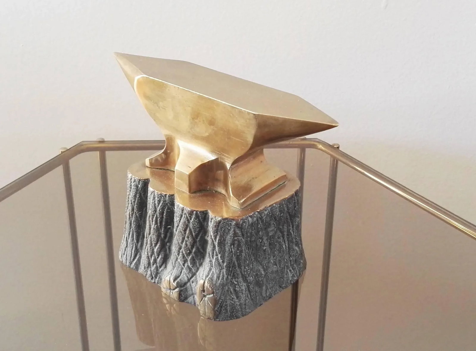 French 1960s Solid Bronze Anvil Shaped Sculpture Paperweight - 5