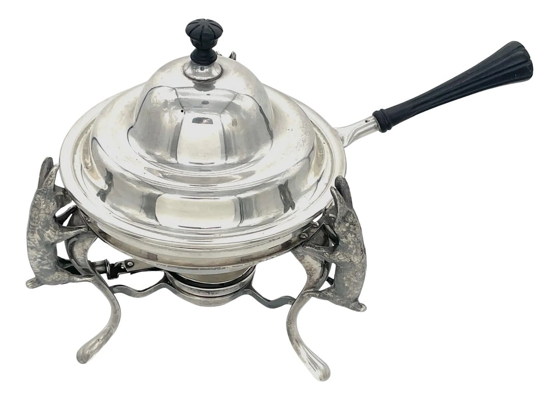 Joseph Heinrichs Silverplated & Ebony 3-D Rabbit Chafing Dish, Circa 1904 (1 of 11)