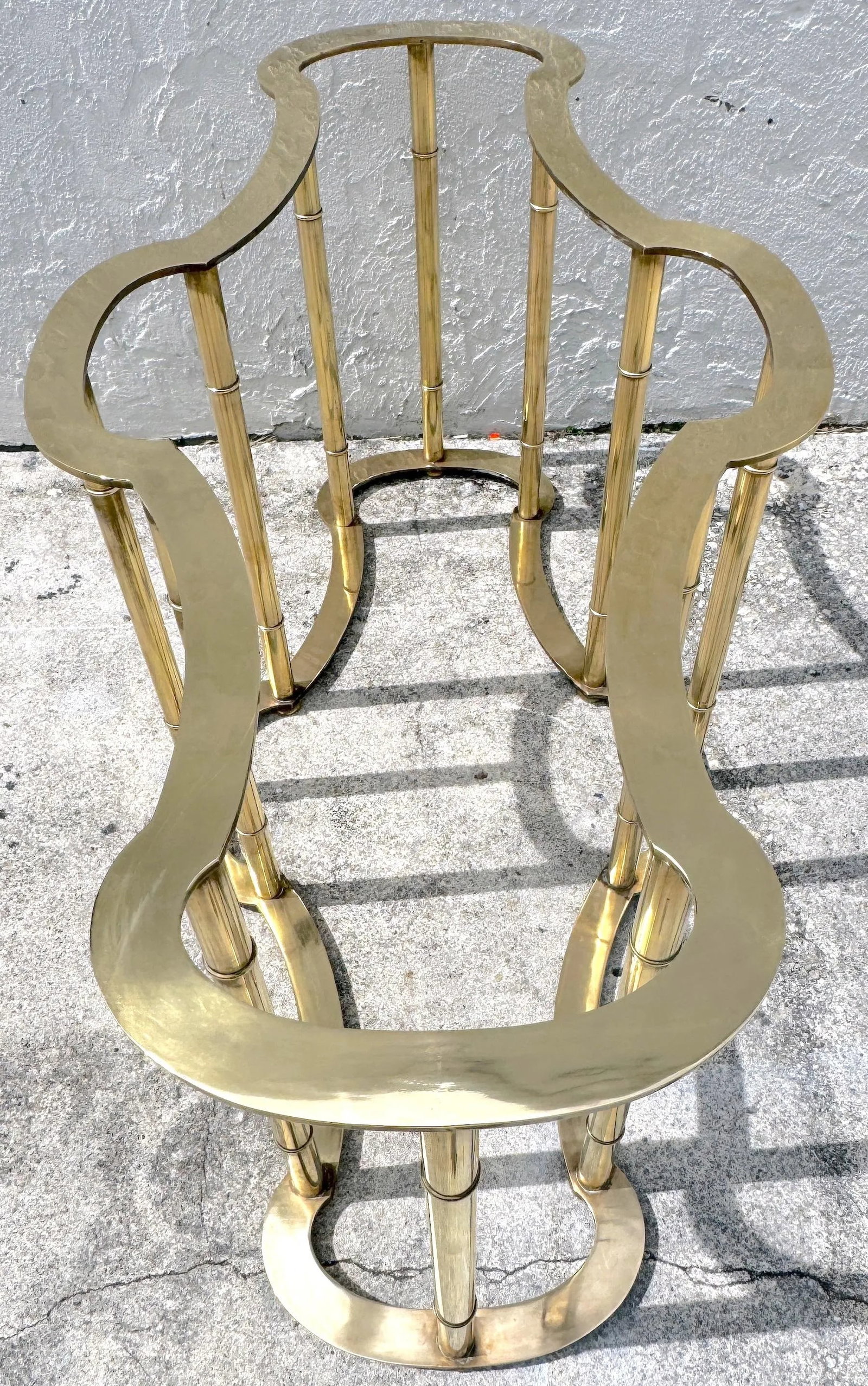 Mastercraft Solid Brass Faux Bamboo Dining Table Base, Made in Italy - 3