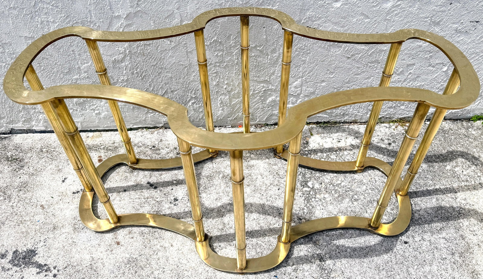 Mastercraft Solid Brass Faux Bamboo Dining Table Base, Made in Italy - 4