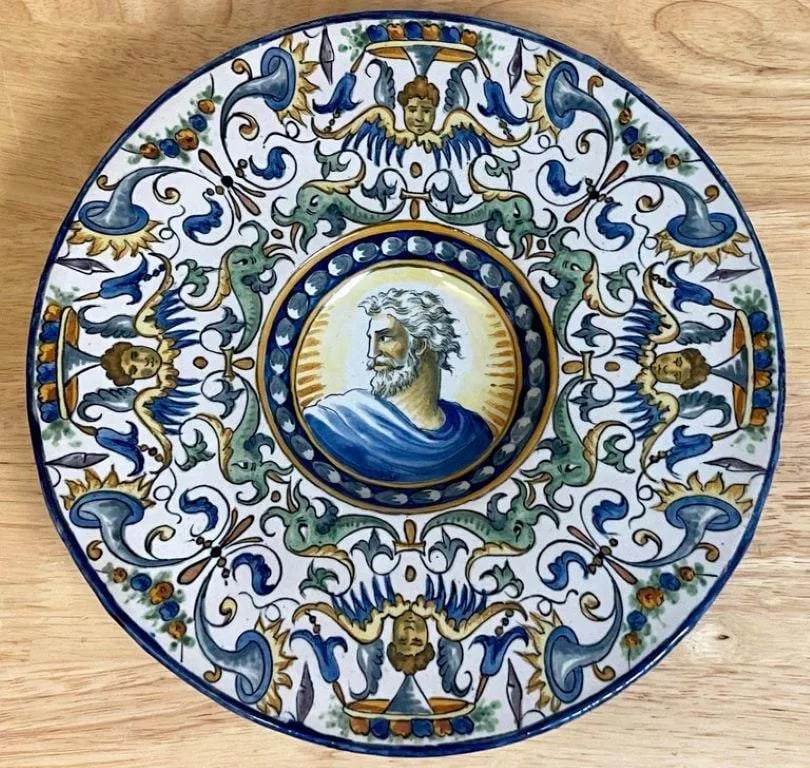 A 19th C Italian Renaissance Style Majolica Portrait Bowls/Plates - a Pair - 10