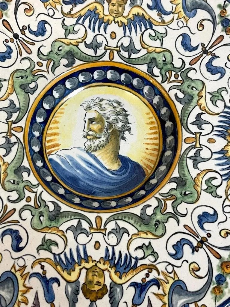 A 19th C Italian Renaissance Style Majolica Portrait Bowls/Plates - a Pair - 11