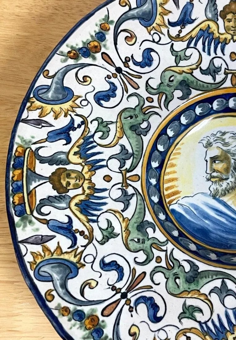 A 19th C Italian Renaissance Style Majolica Portrait Bowls/Plates - a Pair - 12