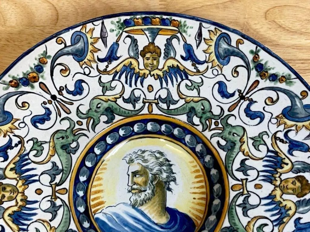 A 19th C Italian Renaissance Style Majolica Portrait Bowls/Plates - a Pair - 2