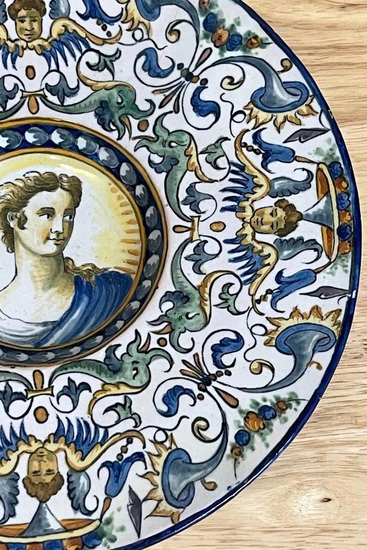 A 19th C Italian Renaissance Style Majolica Portrait Bowls/Plates - a Pair - 8