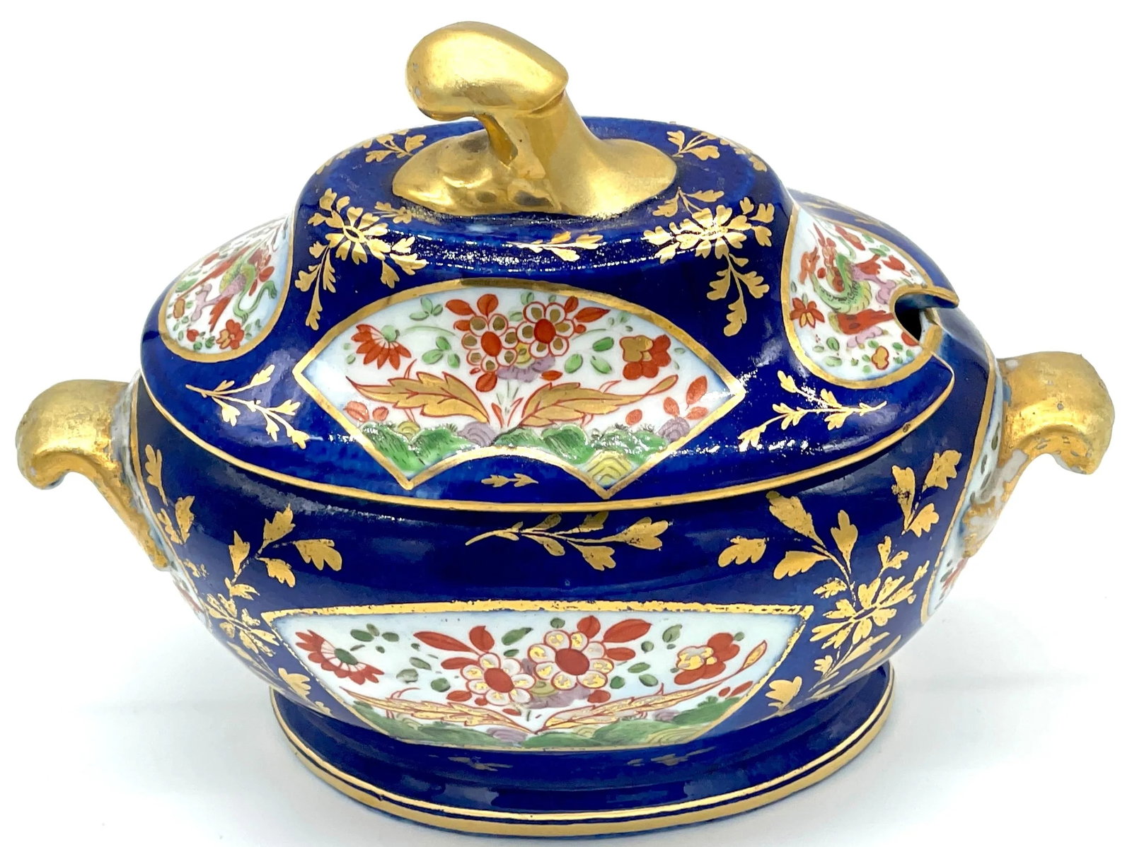 Chamberlains Worcester 'Africa' Pattern Cobalt Diminutive Tureen & Platter - Set of 3 - 12