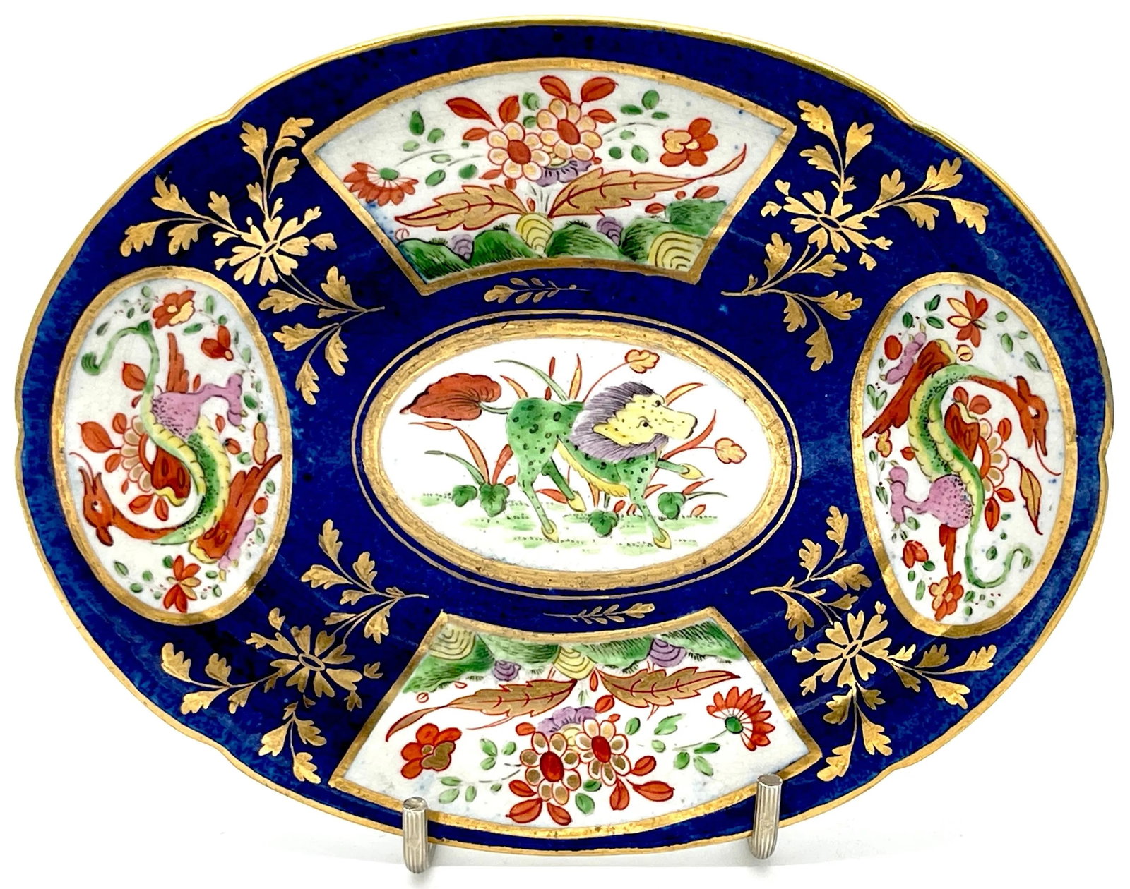 Chamberlains Worcester 'Africa' Pattern Cobalt Diminutive Tureen & Platter - Set of 3 - 7