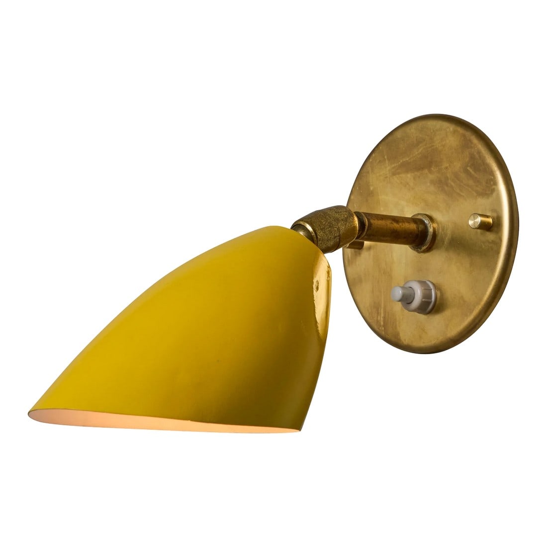 1960s Gino Sarfatti Model #26b Yellow and Brass Wall Lamp for Arteluce (1 of 11)