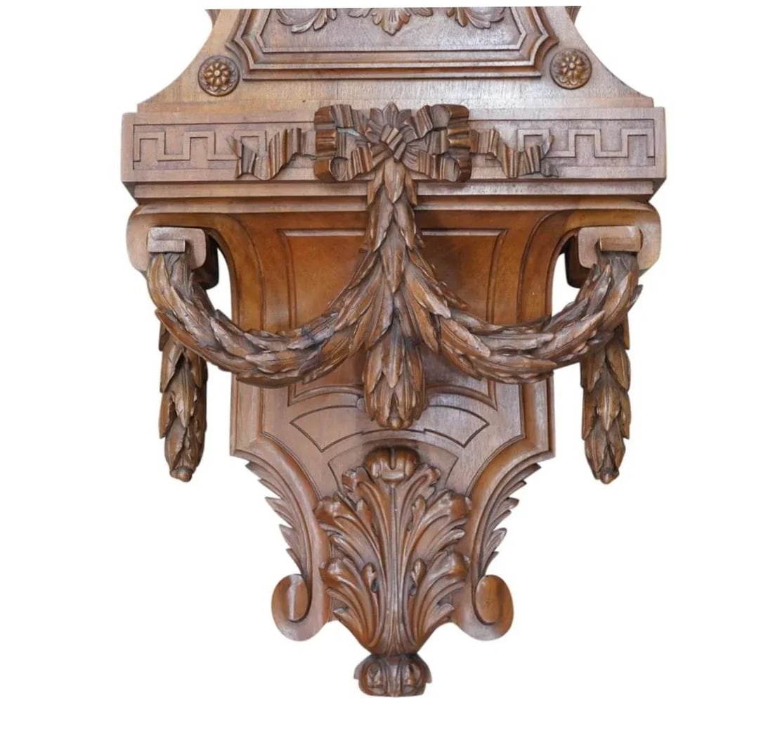 Monumental European Carved Wood Barometer and Thermometer - 5