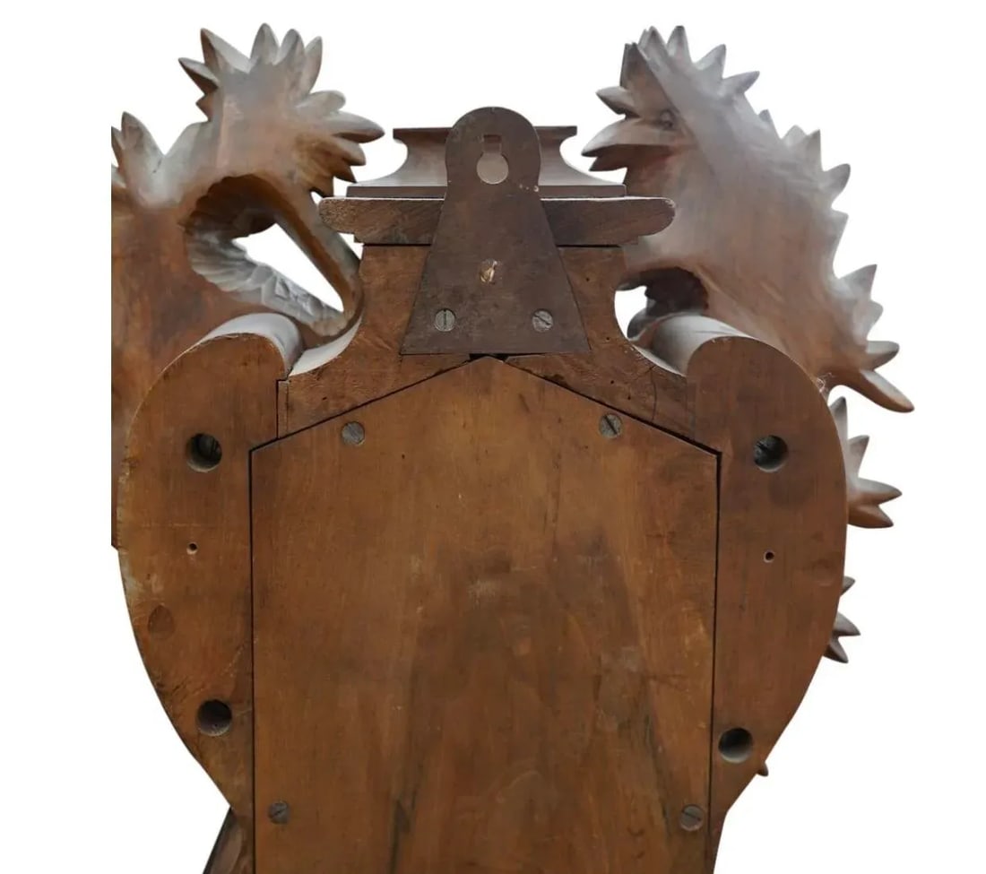 Monumental European Carved Wood Barometer and Thermometer - 7