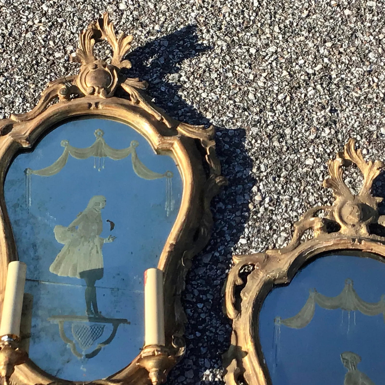 Venetian Gilt Mirrored Sconces or Girondole - a Pair - 3