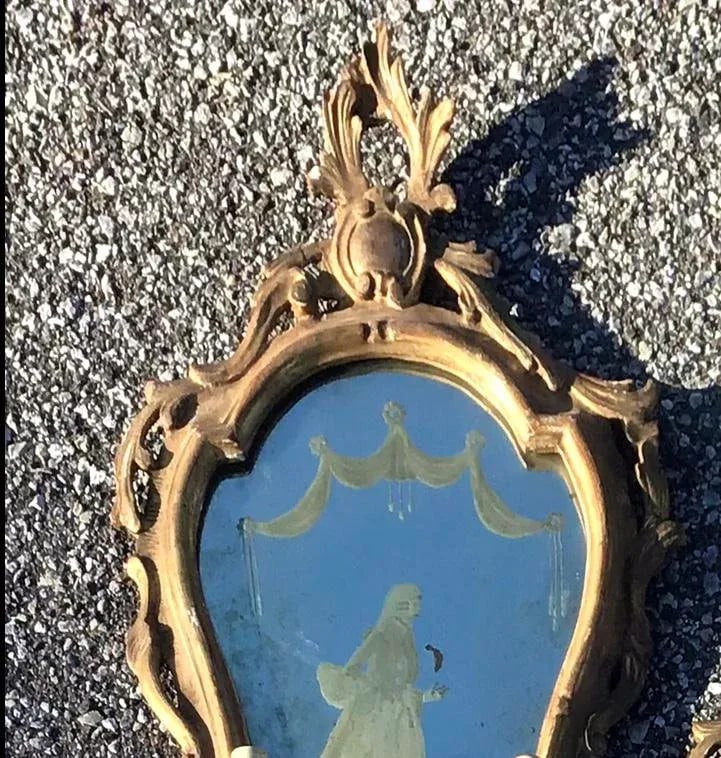 Venetian Gilt Mirrored Sconces or Girondole - a Pair - 5