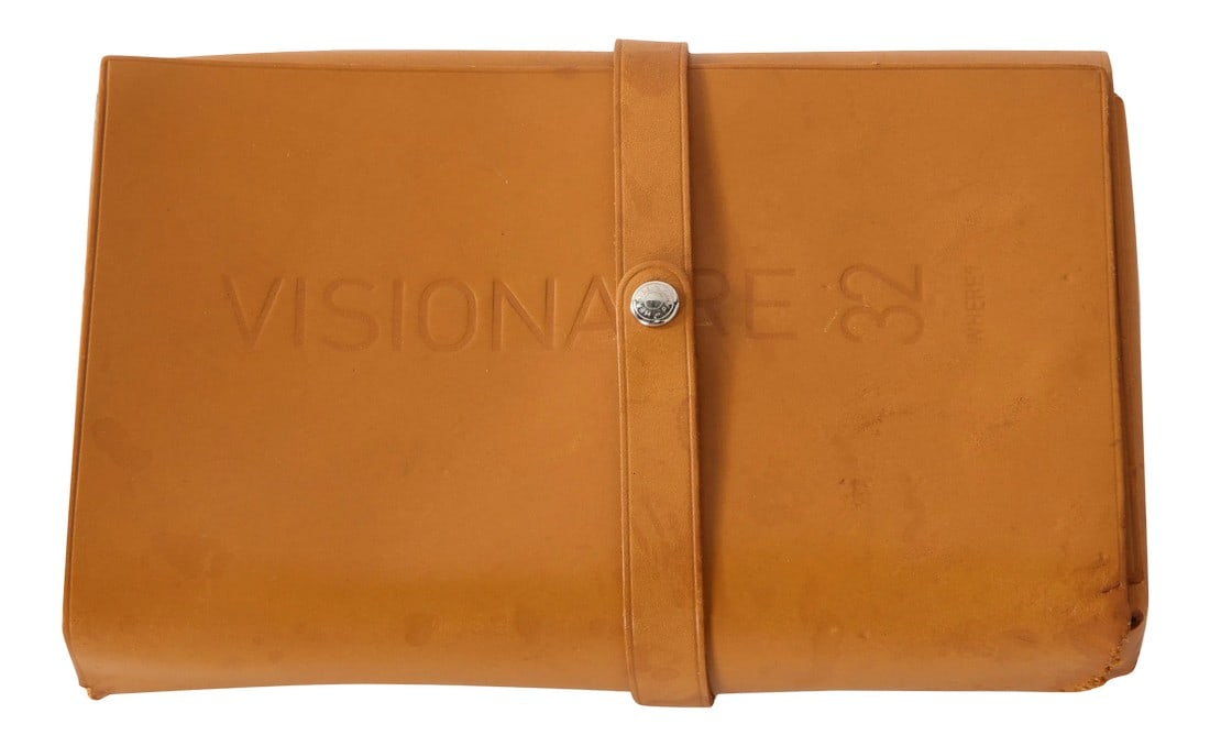 HermeÌ€s Visionaire Limited Edition Case: Visionaire collaboration with Hermes for issue #32. A set of 53 postcards in a leather shell. Strap is damaged. Condition: Alterations: Original Condition Unaltered Imperfections: Needs Restoration
