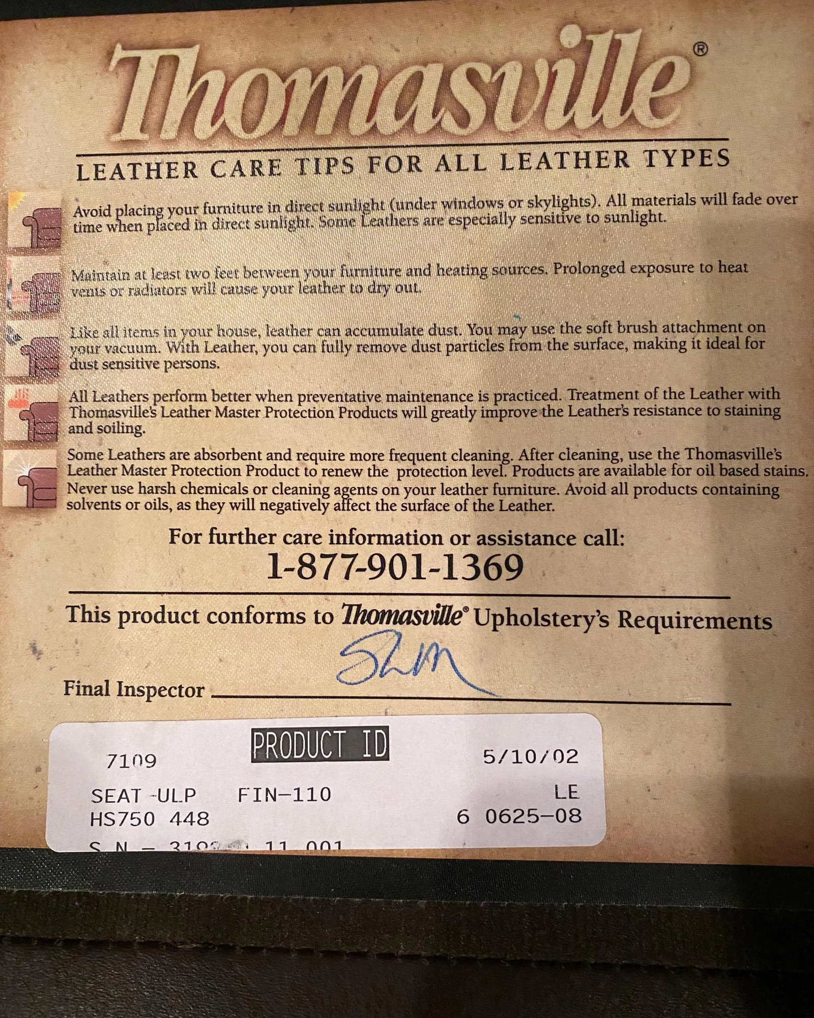 Thomasville Premium Brown Leather Sofa - 10